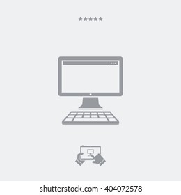 Computer and keyboard - flat single icon
