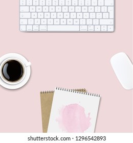 Computer Keyboard Frame Isolated Background With Gradient Mesh, Vector Illustration