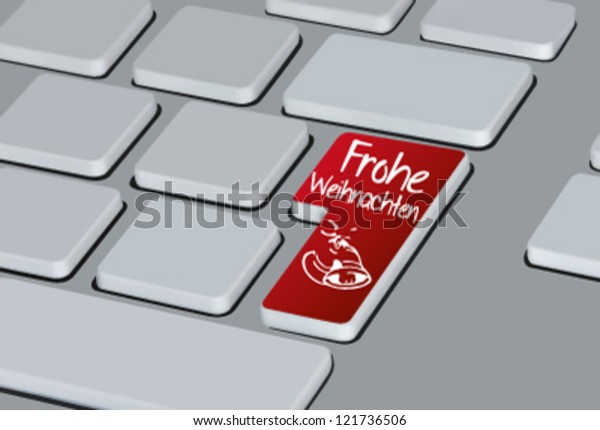 Computer Keyboard Frohe Weihnachten Button Stock Vector Royalty Free