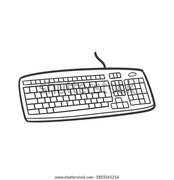 Computer Keyboard Gadget Traditional Doodle Icons Stock Vector (Royalty ...