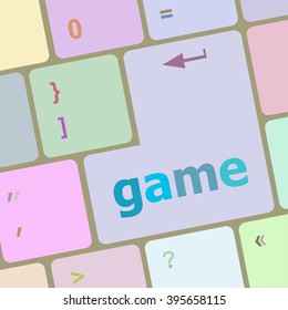 Computer keyboard with game key - technology background vector illustration