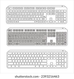 Computer Keyboard, Gaming Keyboard illustration vector, line art eps
