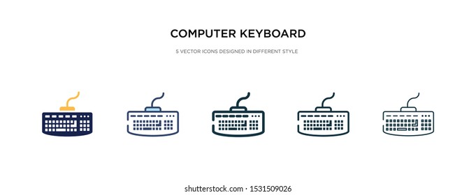 computer keyboard icon in different style vector illustration. two colored and black computer keyboard vector icons designed in filled, outline, line and stroke style can be used for web, mobile, ui