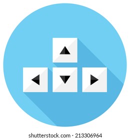 Computer keyboard icon. Flat design style modern vector illustration. Isolated on stylish color background. Flat long shadow icon. Elements in flat design.