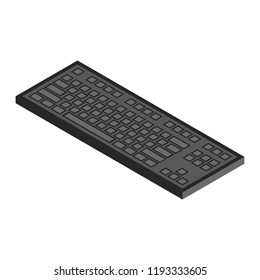 Computer keyboard icon. Isometric of computer keyboard vector icon for web design isolated on white background