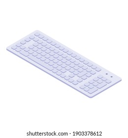 Computer keyboard icon. Isometric of computer keyboard vector icon for web design isolated on white background