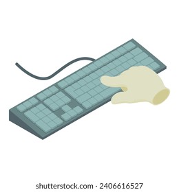 Computer keyboard icon isometric vector. Wired portable computer keyboard icon. Device, modern technology