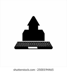 Computer keyboard icon logo design with folder and download symbols.