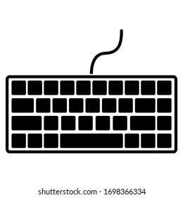 Computer keyboard icon in modern silhouette style design. Flat vector illustration isolated on white background.
