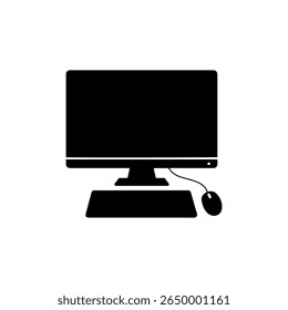Computer keyboard icon silhouette icon vector flat design.