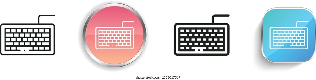 computer keyboard icon. Thin Linear, Regular and Button Style Design Isolated On White Background