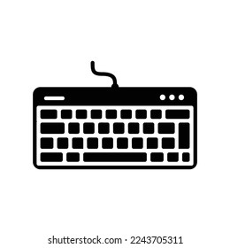 Icono de teclado del ordenador para escribir e introducir datos de comandos en un estilo sólido negro