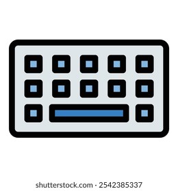 Computer Keyboard Icon Typing Interface in Flat Line Color Style