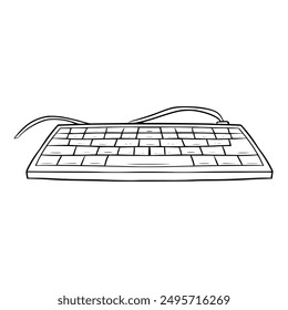 computer keyboard illustration hand drawn outline isolated vector