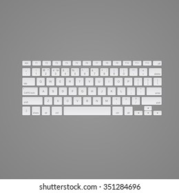 Computer keyboard, isolated on grey background, vector illustration.
