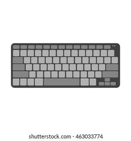 Computer keyboard. Isolated on white background. Top view. 3d Vector illustration.