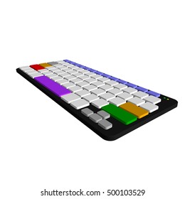 Computer keyboard. Isolated on white background. 3d Vector colorful illustration.