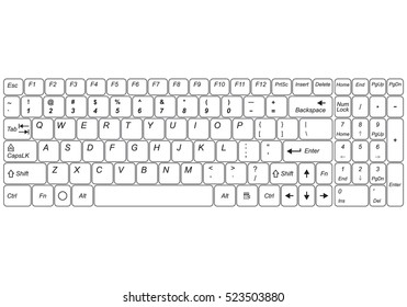 Vector Illustration Keyboard View Suitable Basic Stock Vector (Royalty ...