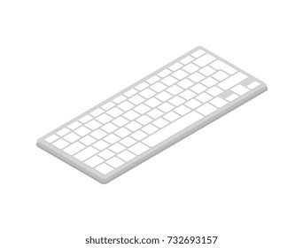 Computer keyboard isometric 3D icon. Digital technologies, computer device, multimedia equipment vector illustration