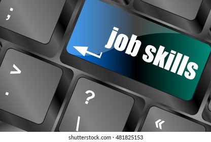 Computer keyboard with job skills key. business concept vector .