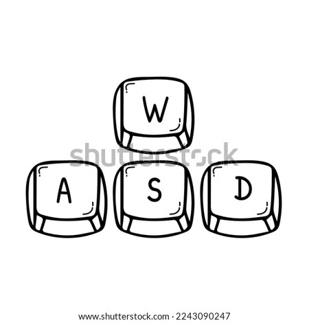 Computer keyboard key caps: WASD gaming keys.