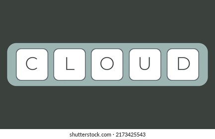 Computer keyboard key with key cloud. Keyboard keys icon button
