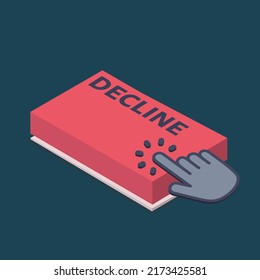 Computer keyboard key with key decline. Keyboard keys icon button