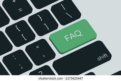 Computer keyboard key with key FAQ. Keyboard keys icon button