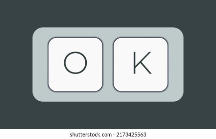 Computer keyboard key with key ok. Keyboard keys icon button