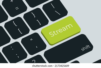 Computer keyboard key with key stream. Keyboard keys icon button