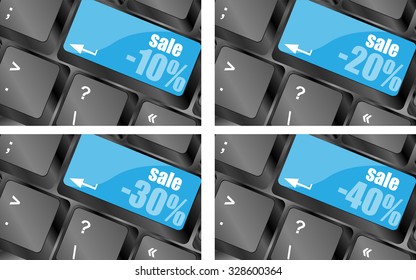A computer keyboard with keys sale, online sale, vector illustration