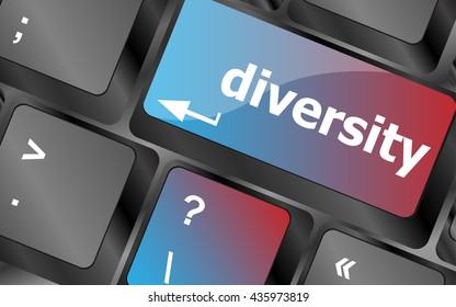A computer keyboard with keys spelling diversity, Learn . vector illustration