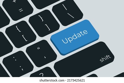 Computer keyboard keys with update word. Keyboard keys icon button vector