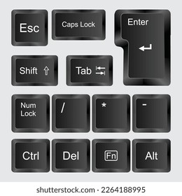 Computer Keyboard Keys Vector 3d