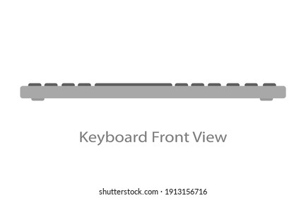 The computer keyboard is light, front view, with gray buttons. A modern image of a computer keyboard. Flat vector illustration