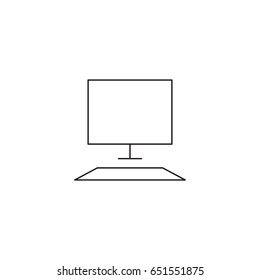 Computer with keyboard Line icon. Simple icon for web or mobile interfaces
