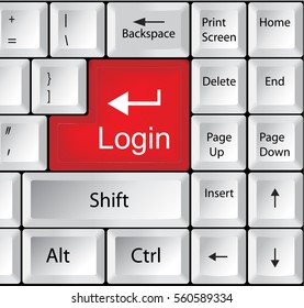 Computer Keyboard with Login - Business Concept