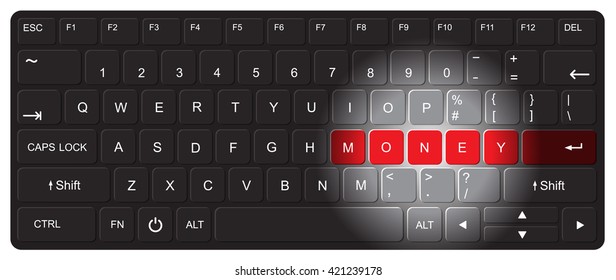Computer keyboard with money word, Vector illustration