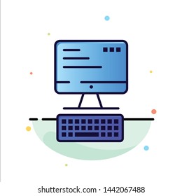 Computer, Keyboard, Monitor, Computing Abstract Flat Color Icon Template