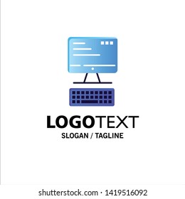 Computer, Keyboard, Monitor, Computing Business Logo Template. Flat Color