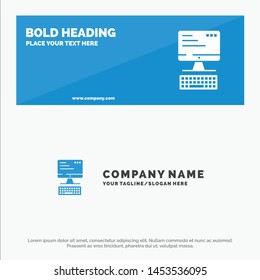 Computer, Keyboard, Monitor, Computing SOlid Icon Website Banner and Business Logo Template