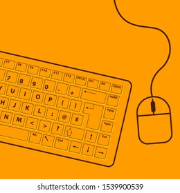 Computer Keyboard Mouse Colorful Icon Flat Vector Illustration