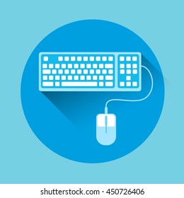 Computer Keyboard Mouse Colorful Icon Flat Vector Illustration