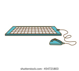 computer keyboard mouse isolated flat icon vector illustration