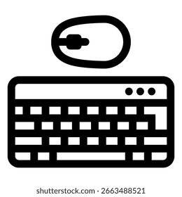 Computer keyboard and mouse kit icon. PC hardware component. Peripheral equipment. Outline style. 48x48 px