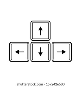 Computer keyboard navigation buttons: up, down, left, right. Isolated vector icons of arrows. Internet browsing design elements.