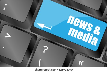 Computer keyboard with news and media key. business concept, vector illustration