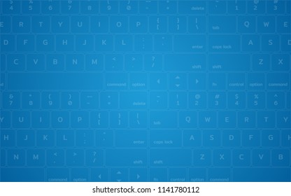 Computer Keyboard on blue background. Technology wallpaper concept.