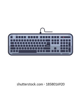 Computer keyboard with an outline is isolated on a white background. Vector illustration, EPS 10.