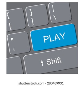 Computer keyboard with play button concept